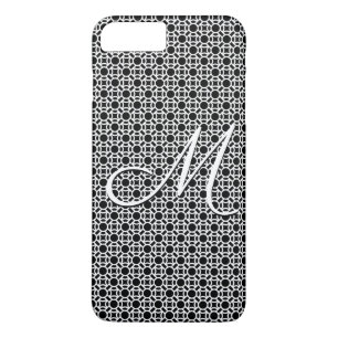 Zwart-wit Geometrisch Initiaal Monogram iPhone 8/7 Plus Hoesje