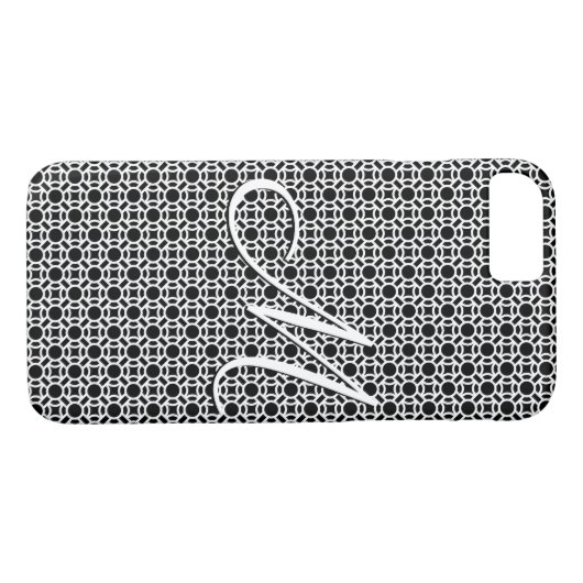 Zwart-wit Geometrisch Initiaal Monogram Case-Mate iPhone Case (Achterkant (Horizontaal))