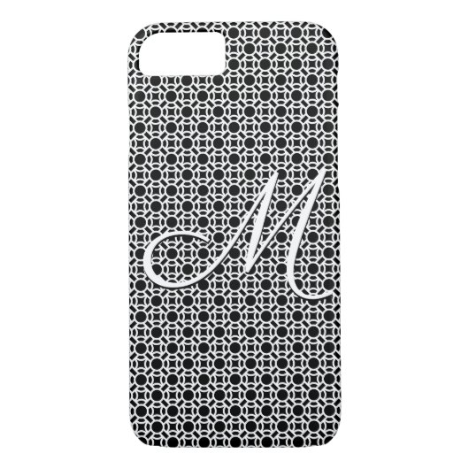 Zwart-wit Geometrisch Initiaal Monogram Case-Mate iPhone Case (Achterkant)