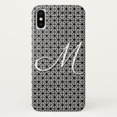 Zwart-wit Geometrisch Initiaal Monogram Case-Mate iPhone Case (Achterkant)