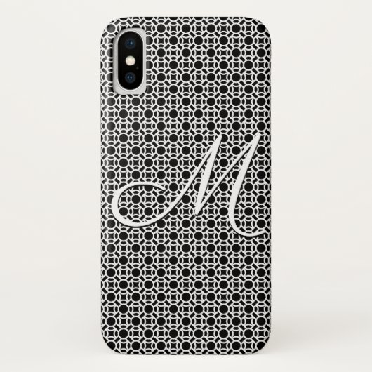 Zwart-wit Geometrisch Initiaal Monogram Case-Mate iPhone Case (Achterkant)