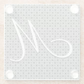Zwart-wit Geometrisch Initiaal Monogram Glazen Onderzetter (Achterkant)