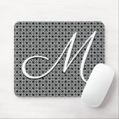 Zwart-wit Geometrisch Initiaal Monogram Muismat (Met muis)