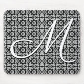Zwart-wit Geometrisch Initiaal Monogram Muismat (Voorkant)