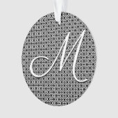 Zwart-wit Geometrisch Initiaal Monogram Ornament (voorkant)