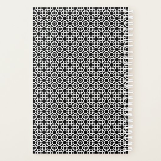 Zwart-wit Geometrisch Initiaal Monogram Planner (Achterkant)