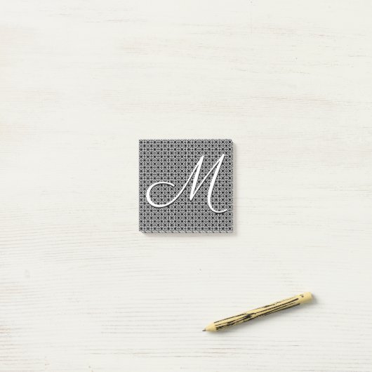 Zwart-wit Geometrisch Initiaal Monogram Post-it® Notes (Op bureau)