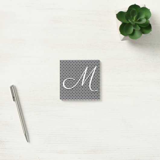 Zwart-wit Geometrisch Initiaal Monogram Post-it® Notes (Kantoor)