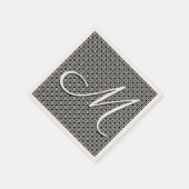 Zwart-wit Geometrisch Initiaal Monogram Servet (Hoek)
