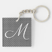 Zwart-wit Geometrisch Initiaal Monogram Sleutelhanger (Achterkant)