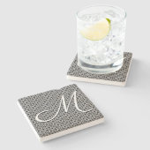 Zwart-wit Geometrisch Initiaal Monogram Stenen Onderzetter (Zijkant)