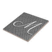 Zwart-wit Geometrisch Initiaal Monogram Tegeltje (Zijkant)