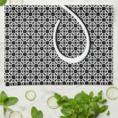 Zwart-wit Geometrisch Initiaal Monogram Theedoek (Gevouwen)