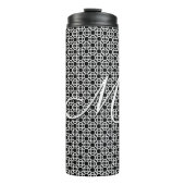 Zwart-wit Geometrisch Initiaal Monogram Thermosbeker (Voorkant)
