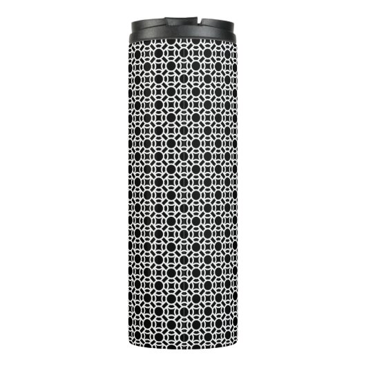 Zwart-wit Geometrisch Initiaal Monogram Thermosbeker (Achterkant)