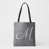 Zwart-wit Geometrisch Initiaal Monogram Tote Bag (Voorkant)