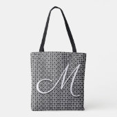 Zwart-wit Geometrisch Initiaal Monogram Tote Bag (Achterkant)