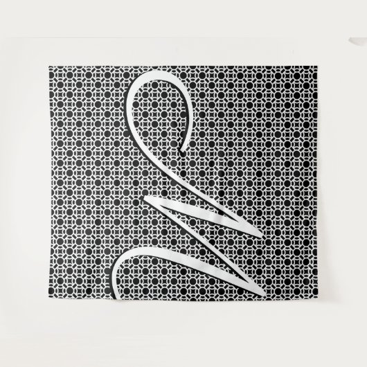 Zwart-wit Geometrisch Initiaal Monogram Wandkleed (Voorkant (horizontaal))