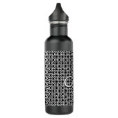 Zwart-wit Geometrisch Initiaal Monogram Waterfles (Links)