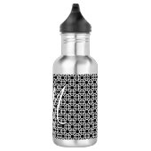 Zwart-wit Geometrisch Initiaal Monogram Waterfles (Rechts)