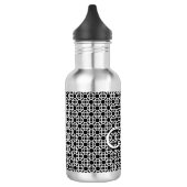 Zwart-wit Geometrisch Initiaal Monogram Waterfles (Links)