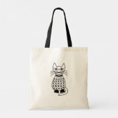 Zwart-wit geometrisch Kat Tote Bag (Achterkant)