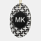 Zwart-wit geometrisch keramisch ornament (Links)