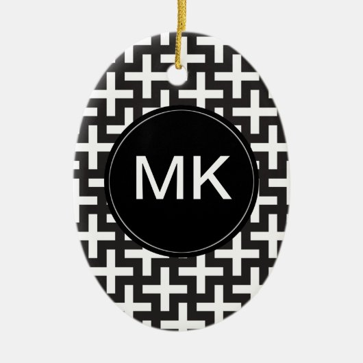 Zwart-wit geometrisch keramisch ornament (Voorkant)