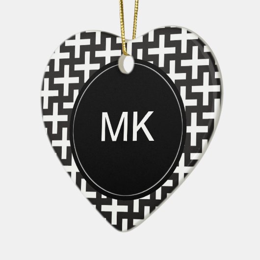 Zwart-wit geometrisch keramisch ornament (Links)