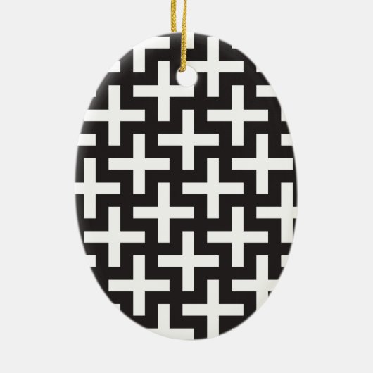 Zwart-wit geometrisch keramisch ornament (Achterkant)