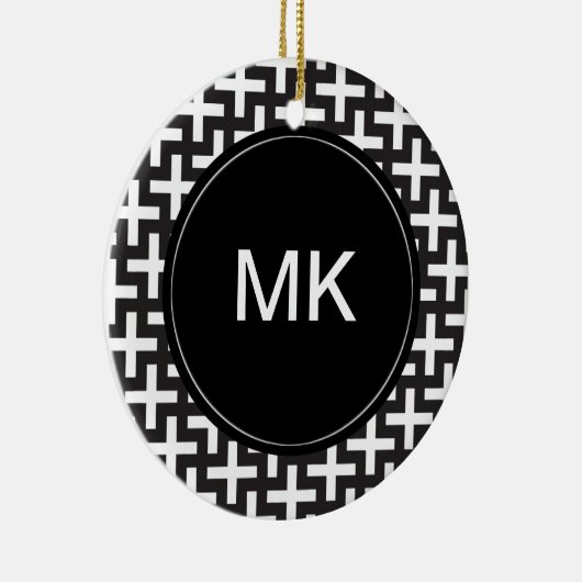 Zwart-wit geometrisch keramisch ornament (Rechts)