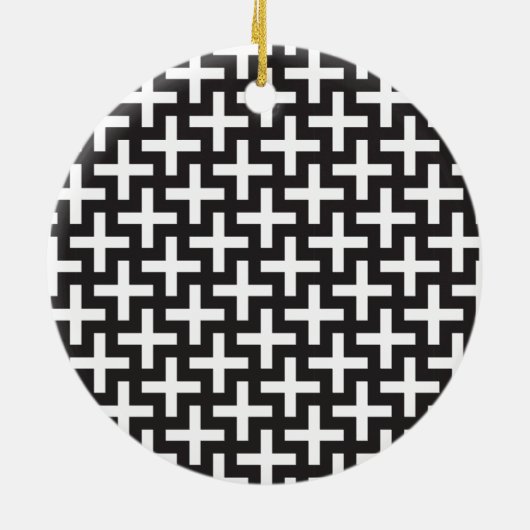 Zwart-wit geometrisch keramisch ornament (Achterkant)