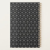 Zwart-wit geometrisch kubuspatroon planner (Achterkant)