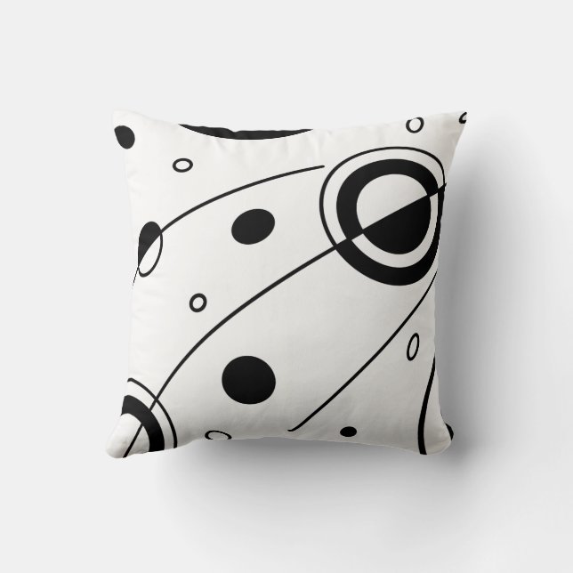 Zwart-wit geometrisch kussensloop kussen (Achterkant)