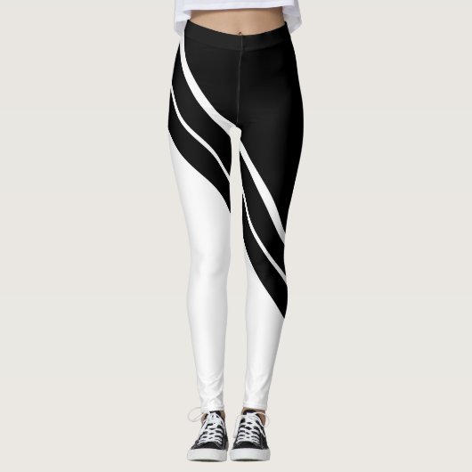 Zwart-wit geometrisch leggings (Voorkant)
