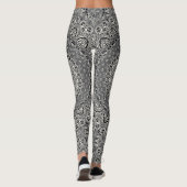 Zwart-wit geometrisch mandala patroon leggings (Achterkant)