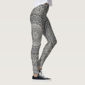 Zwart-wit geometrisch mandala patroon leggings (Rechts)