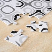 Zwart-wit geometrisch mandala patroon legpuzzel (Zijkant)