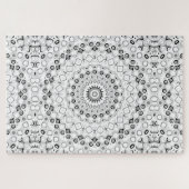 Zwart-wit geometrisch mandala patroon legpuzzel (Horizontaal)