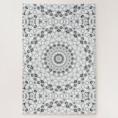 Zwart-wit geometrisch mandala patroon legpuzzel (Verticaal)