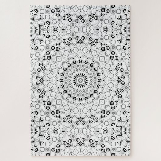 Zwart-wit geometrisch mandala patroon legpuzzel (Verticaal)