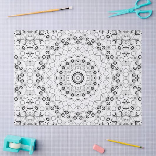 Zwart-wit geometrisch mandala patroon tissuepapier (Craft)