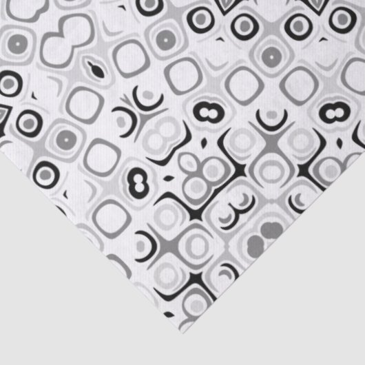 Zwart-wit geometrisch mandala patroon tissuepapier (Detail)