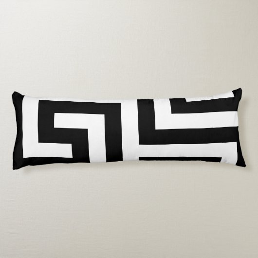 Zwart-wit Geometrisch Maze Body Kussen (Achterkant)