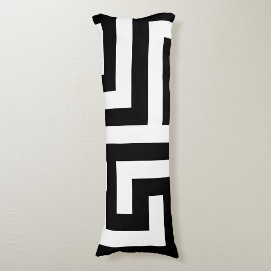 Zwart-wit Geometrisch Maze Body Kussen (Voorkant Verticaal)