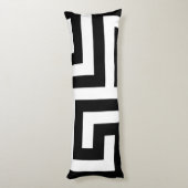Zwart-wit Geometrisch Maze Body Kussen (Achterkant (Verticaal))