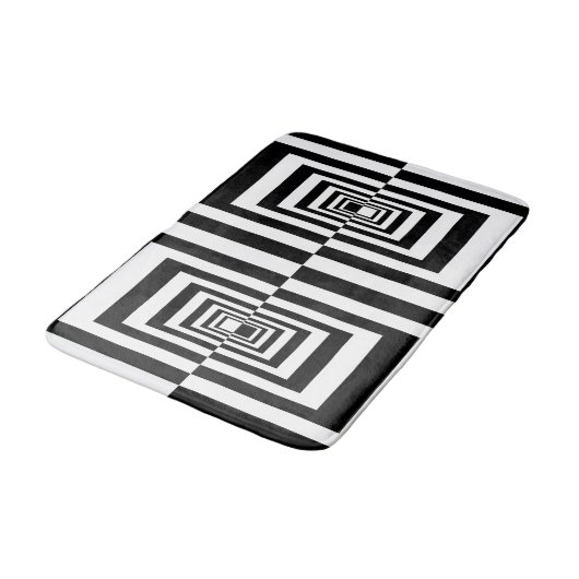 Zwart-wit geometrisch minimalistisch patroon badmat (Gekanteld)
