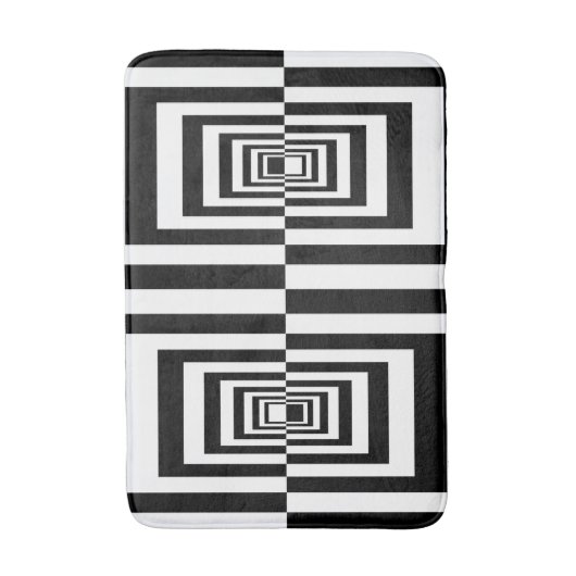 Zwart-wit geometrisch minimalistisch patroon badmat (Voorkant Verticaal)