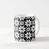 ☕ Zwart Wit Geometrisch Modern Cadeau ⚫⚪ Koffiemok (Voorkant rechts)