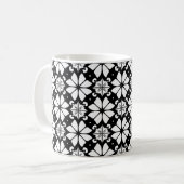 ☕ Zwart Wit Geometrisch Modern Cadeau ⚫⚪ Koffiemok (Voorkant links)